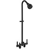 Aolemi Outdoor Shower Fixtures Kit Faucet System 3 Inch Center with Showerhead 2 Handle Exposed Shower with Brass Mix Valve Matte Black