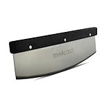 PINNACOLO 20 Inch Sharpenable Rocker Cutter with Wood Top - Premium Stainless Steel Blade for Chopping and Slicing Vegetables, Meat, and Pizza