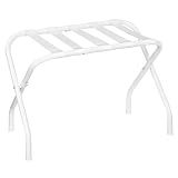 HOOBRO Luggage Rack, Metal Foldable Suitcase Stand for Guest Room, Holds up to 100 lb, 27 x 15.3 x 22 Inches, Steel Frame, Nylon Straps, Hotel, Bedroom, Closet, White WT02XL01
