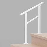 Hand Rails for Outdoor Steps,2 Step Stair Handrail & Indoor Stair Railing Kit，White Railings for Outdoor Steps and Hand Rails for Seniors for Porch（2 Step White）