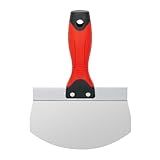 Fishark 6.5" Curved Bucket Scoop for Drywall & Plaster - Professional Rustproof Stainless Steel Scooping Tool with Contoured Blade & Soft-Grip Handle, Multipurpose Scraper for Paint, Mortar, Spackling