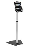 Mount-It! Anti-Theft Universal iPad & Samsung Tablet Floor Stand Kiosk, Locking Clamp, Height Adjustable 24.8"–42.5", 360° Rotating POS Kiosk for 7.9"–11" Tablets, Silver