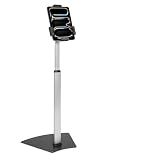 Mount-It! Anti-Theft Universal iPad & Samsung Tablet Floor Stand Kiosk, Locking Clamp, Height Adjustable 24.8"–42.5", 360° Rotating POS Kiosk for 7.9"–11" Tablets, Silver