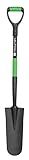 Hooyman Spade Shovel with Heavy Duty Carbon Steel Head Construction, Ergonomic No-Slip H-Grip Handles, D Handle, and Oversized Steps for Gardening, Land Management, Yard Work, Farming and Outdoors