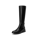 DREAM PAIRS Women's Knee High Boots Square Toe Low Block Heel Casual Comfort Riding Long Boots with Side Zipper,Size 9.5,Black,DWUMKB2530
