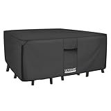 ULTCOVER 600D Tough Canvas Heavy Duty Rectangular Patio Table and Chair Cover - Waterproof Outdoor General Purpose Furniture Covers 111 x 74 inch, Black