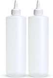 BRIGHTFROM Condiment Squeeze Bottles, 16 OZ Empty Squirt Bottle with Twist Top Cap, Leak Proof - Great for Ketchup, Mustard, Syrup, Sauces, Dressing, Oil, Arts and Crafts, BPA FREE Plastic - 2 PACK