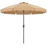 ABCCANOPY 10ft Scalloped Patio Umbrella, Outdoor Table Umbrella with Tilt and Crank, Fiberglass Ribs Deck Umbrella for Patio, Pool, Garden, Picnic (Khaki)