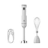 Cordless Hand Blender, UTALENT Variable Speed Immersion Blender handheld Rechargeable, with USB-C Charging Cable, Egg Whisk, for Smoothies, Milkshakes, Hummus and Soups – White