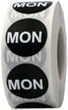 Black Monday Circle Dot Stickers, 3/4 Inch Round, 500 Adhesive Labels on a Roll for Scheduling, Task Management, Inventory, and Organization - Made in The USA
