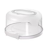 Top Shelf Elements Round Cake Carrier Two Sided Cake Holder Serves as Five Section Serving Tray, Portable Cake Stand Fits 10 inch Cake, Cake Box Comes With Handle, Cake Container Holds Pies (White)