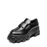 DREAM PAIRS Women's Chunky Loafers Platform Comfortable Slip-On Dressy Business Casual Fashion Outfit Loafer Shoes,Size 6.5,Black,SDLS2411W