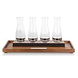 LEGACY - a Picnic Time brand Cava Serving Tray and 4 Glass Carafes, Mimosa Bar Kit, Wine Flight Tasting Set, (Acacia Wood)