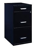 Space Solutions - 3 Drawer Fully Assembled Steel File Cabinet, Home & Small Office Use, Fits Under Most Desks, Letter-Size, Small Supply Drawer, Locking, Black