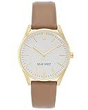 Nine West Women's Japanese Quartz Dress Watch with Faux Leather Strap, Brown, 18 (Model: NW/1994SVTN)