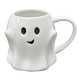 Halloween Ghost Mug 3D Cute Ghostface Novelty Coffee Mug Spooky Ceramic Ghost Cup Halloween Christmas Birthdays Party Gifts and Decorations for Kids Adult (White)
