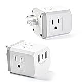 Multi Plug Outlet Extender 2 Pack, Small Electrical Outlet Splitter with 3 USB Ports (1 USB-C), Multi Outlet Plug in for Cruise Ship, Travel, Home, Office, Dorm Essential
