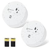 Geevon 2 Pack Water Leak Detectors, 100dB Water Sensor Alarms Flood Detector for Basements, Bathrooms, Laundry Rooms, Kitchens, Garages, and Attics, Water Alarms Battery-Operated (Battery Included)