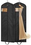 MISSLO 65" Long Garment Bags for Travel Dress Bags for Hanging Clothes 2 Packs Wedding Dress Cover Waterproof Clothes Protector for Closet Storage for Gowns, Tuxedos, Coats, Black
