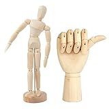 2 Pack 8" Drawing Mannequin,7" Little Hand Model,Artists Wooden Drawing Figure Animation Dolls Figure Supplies Stop Motion Art Manikin Poseable Drawing Tools for Decor,Painting,Sketching,Gifts