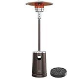 EAST OAK 55,000 BTU Patio Heater with Sand Box, Table Design, Thicker Stainless Steel Burner, Wheels, Triple Protection System, Propane Outdoor Heater for Home and Residential, Commercial Grade, Brown