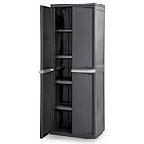 Sterilite 4 Shelf Cabinet, Lockable Utility Storage w/ Adjustable Shelves, Gray - Plastic Shelving Unit for Organizing Garage, Pantry, Basement, Laundry Room or Mudroom
