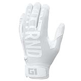 Nxtrnd G1 Youth Football Gloves, Kids Sticky Receiver Gloves (White, Youth Large)