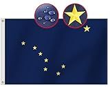 Heavy Duty Alaska State Flag 3x5 Ft-Longest Lasting Oxford Nylon 210D | Embroidered 8 Stars | Four Rows Stitching Fly Ends| American Juneau AK Flags Decoration Gift Yard House Banner
