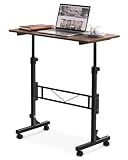 Amztabler Small Standing Desk Adjustable Height, Mobile Stand Up Desk with Wheels, 32 Inch Portable Rolling Desks Conference Room Tables for Walking Pad Treadmill Wood Rustic