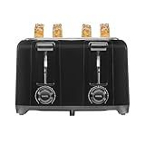 Proctor Silex 4 Slice Toaster with Extra Wide Slots for Bagels, Cool-Touch Walls, Shade Selector With 7 Browning Levels, Toast Boost, Auto Shut-off and Cancel Button, Black (24215PS)