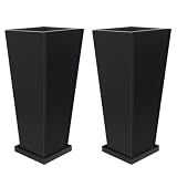 Toriexon 26" Metal Tall Outdoor Planters Set of 2, Durable & Wealtherproof