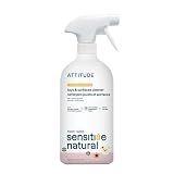 ATTITUDE Baby & Kids Toy Cleaner Spray for Sensitive Skin, EWG Verified, Multi-Surface Cleaner for Toys, High Chairs & Play Areas, Naturally Derived, Vegan, Unscented, 27.1 Fl Oz