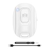 MAIRAN Rechargeable Wireless Camera Remote Shutter for iPhone and Android Smartphones, Bluetooth Phone Remote Control,Selfie Button for Photos and Videos Charging Cable Included-White