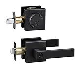 Front Door Lock Set Exterior door lock set,Door Handle With Single Cylinder Deadbolt Lock,Keyed Alike Door Locks For Front Door(Matte Black,1Pack set)