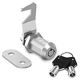 Hecfu 1 Pack Toolbox Lock with Keys, 1-1/8" Tubular Cam Lock Keyed Alike, Hook Cam Tool Box Locks Fits for Mailbox File Cabinet Drawer RV Storage Door Cabinet Locks, Zinc Alloy
