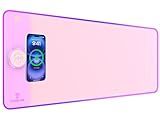 TARKARI Magnetic Wireless Charging RGB Mouse Pad, Large Gaming Desk Mat, 31.5"x15.8" Waterproof Mousepad, Ultra-Smooth Surface, Non-Slip Rubber Base, Desk Pad for Keyboard Laptop(Pink)