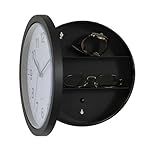 Black Wall Mounted Clock with Door for Storage Secret Interior Compartment, Hidden Safe for Storing Valuables