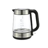 Amazon Basics Electric Kettle with Glass Carafe for Tea and Coffee, BPA-Free, Fast Boiling, Auto Shut-Off, Boil-Dry Protection, Water Level Indicator, 1.7 Liter, 1500W, Black and Silver
