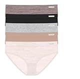 TAHARI Women's 5-Pack Seamless Bikini Underwear, Mauve Oatmeal Heather, Medium