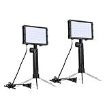 EMART 60 LED Continuous Portable Photography Lighting Kit for Table Top Photo Camera Video Recording Studio Light Lamp with Adjustable Tripod Stand & Color Filters - 2 Packs