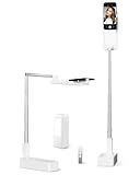 Phone Stand for Recording, Overhead Phone Mount with Light, Selfie Stand,Portable,Extendable,360° Rotate,Adjustable,Wireless Remote,Rechargeable, for 3.5-6.9" Phones, Live Streaming, White