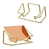 2 Pack Business Card Holder Desk,Metal Business Card Holder Display,Business Card Display Stand,for Office Home Desktop (Gold)