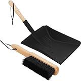 G GOOD GAIN Fireplace Ash Shovel and Brush Set -Rust Resistant Metal Fireplace Shovel for Ash Cleaning, Fireplace Tools Set Indoor & Outdoor for Stoves, Fireplace Broom and Dustpan Set for Fire Pit