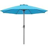 ABCCANOPY 10FT Patio Umbrella, Outdoor Windproof Table Umbrella with Push Button Tilt and Crank for Garden, Lawn, Deck & Backyard (Turquoise)