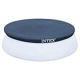 Intex 28021E Pool Cover: For 10ft Round Easy Set Pools – Includes Rope Tie – Drain Holes – 12in Overhang – Snug Fit