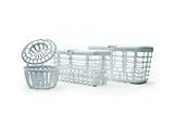 Prince Lionheart Made in USA High Capacity 3-in-1 Dishwasher and Spill Proof Vave Cleaner Basket for Toddlers & Infants Bottle Parts & Accessories | Fits all Dishwashers | 100% Recycled Plastic,White