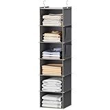 YOUDENOVA Hanging Closet Organizer and Storage, 6-Shelf Closet Hanging Storage Shelves, Grey
