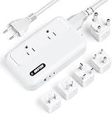 BESTEK 220V to 110V Voltage Converter, Universal Travel Adapter with 3-Port USB Charging (2 PD35W) for Hair Straighteners Curling Irons, Power Converter Plug Combo US to EU UK (White)