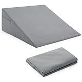 Horbaunal Silver Grey Bed Wedge Pillow Cover with Zipper Design, Wedge Pillowcase Protector with Side Pocket for Storage, 26" L x 25" W x 10" H(Pillow Not Include)
