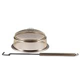 TIKI Patio & Celebration Fire Pit Screen & Poker Set – Outdoor Fire Pit Spark Protector & Ember Guard – Fire Poker Tool for Safe & Controlled Fires – Durable Metal Fire Pit Accessories in Gold & Black